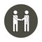 Friendly handshake of two silhouette icon in badge style. One of Pictograms collection icon can be used for UI, UX