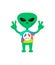 Friendly hippie alien flat cartoon charater. come in peace