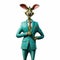 Friendly Kangaroo Cartoon Character In Vibrant Green Suit