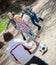 Friendly kids playing street football outdoors