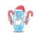 Friendly klebsiella pneumoniae dressed in Santa Cartoon character with Christmas candies