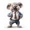 Friendly Koala Cartoon Character In Business Suit - Vray Tracing Style