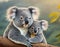 Friendly koala mom and her adorable baby