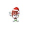 Friendly leaf human kidney Santa cartoon character design with ok finger