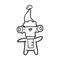 friendly line drawing of a alien wearing santa hat