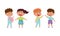 Friendly Little Kids Greeting and Sharing Toy with Crying Agemate Vector Set