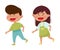 Friendly Little Kids Playing and Running Together Vector Illustration