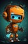 Friendly Orange Robotic Character Illustration