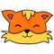 The friendly orange weasel head smiled. doodle icon drawing