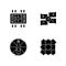 Friendly party games black glyph icons set on white space