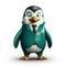 Friendly Penguin In Stylish Green Turquoise Suit