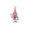 Friendly pink bottle wine Character stand as a Waiter character