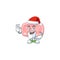 Friendly pink soap Santa cartoon character design with ok finger