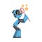 Friendly Robot Catching Stars with Net, Cute Personal Robotic Assistant Character, Artificial Intelligence Concept