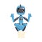 Friendly Robot Meditating Flying over Floor, Cute Personal Robotic Assistant Character, Artificial Intelligence Concept