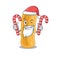 Friendly shigella flexneri in Santa Cartoon character holds Christmas candies