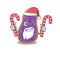 Friendly shigella sp. bacteria in Santa Cartoon character holds Christmas candies