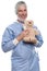 Friendly smiling paediatrician holding a teddy bear