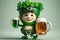 Friendly Smiling St. Patrick`s Day Celebration with Beer and Costume. Generative AI