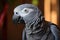 A friendly and social African Grey parrot talking and singing, showing off its intelligent and social nature. Generative AI