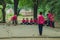 Friendly Students playing petanque at school.