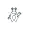 Friendly waving alien cartoon character vector line icon