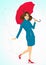 Friendly woman holding an umbrella