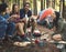 Friends Camping Eating Food Concept