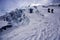 Friends on Chipicalqui glacier near big crevases