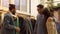 Friends choosing clothes at vintage clothing store