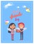 Friends Day Card with Boy Giving Present Girl