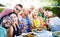 Friends Dining Outdoors Party Cheerful Concept