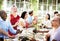 Friends Dining Outdoors Party Cheerful Concept