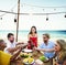 Friends Dining Summer Beach Party Cheerful Concept