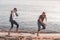 Friends Enjoy a Sunny Beach Run