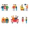 Friends and friendly relationship flat line icons