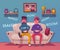 Friends is gaming. Gamers playing video game. Cartoon vector illustration