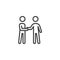 Friends handshake line icon