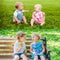 Friends have grown. Children are friends from 1 year old. Now they are 4 years old. Two happy baby boy sitting and interact, talk,