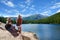 Friends on a hiking trip in the mountains.