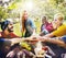 Friends Outdoors Camping Teamwork Unity Concept