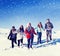 Friends Outdoors During Winter Snow Travel Vacation Concept