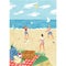 Friends play beach volleyball game vector cartoon