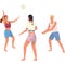 Friends play volley ball game vector cartoon