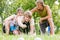 Friends playing boule