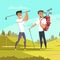 Friends playing golf flat illustration