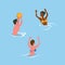 Friends Playing Volleyball in Pool, Summer Vector