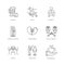 Friends relationship pixel perfect linear icons set. Social connection, strong interpersonal bond customizable thin line