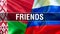 Friends on Russia and Belarus flags. Waving flag design,3D rendering. Russia Belarus flag picture, wallpaper image. Russian