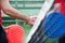 Friends shaking hands in paddle tennis